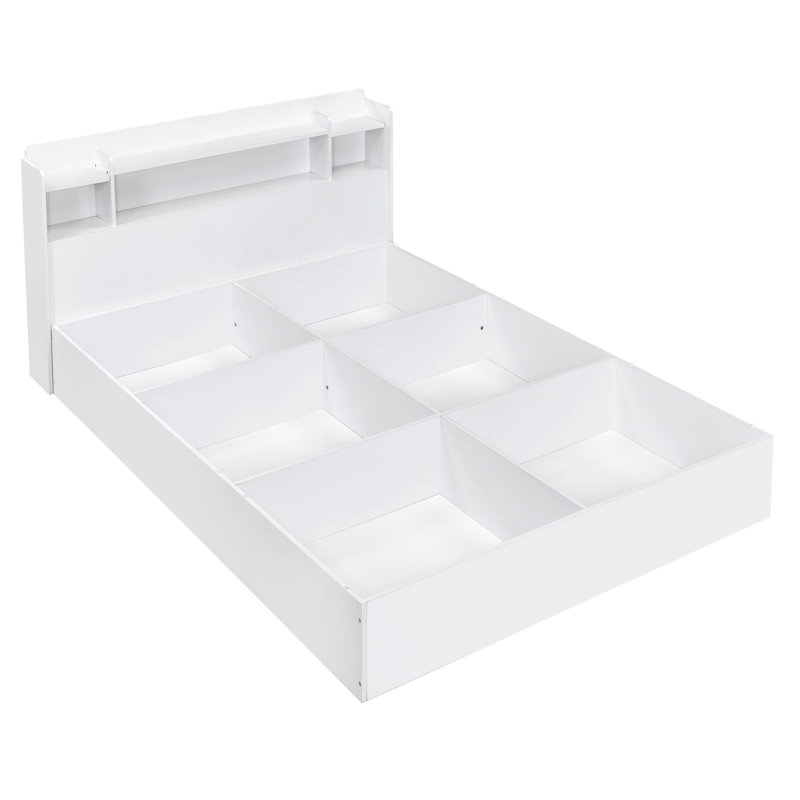 Plethoria McKenzie White Queen Bed with Bookcase Headboard Wayfair